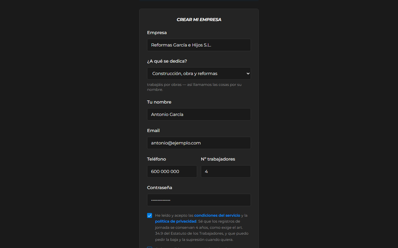 Captura pendiente: pantalla de alta de empresa del ERP (paso 1).
